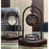 Table Clock with Compass Personalized Engraved Compass Retirement Gift, Handwritten Working Compass with Clock, Retirement Gift (Black Finish)