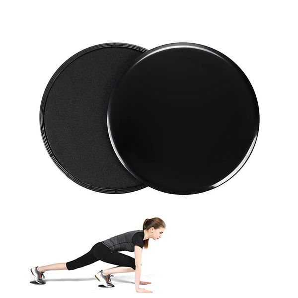 YFFSFDC Core Slider Slide Discs for Core Abdominal Training, Yoga, Core Strengthening, Muscle Training, Exercise Equipment, Home Gym, Lightweight, Portable, Convenient for Both Sides, Set of 2 (Black)