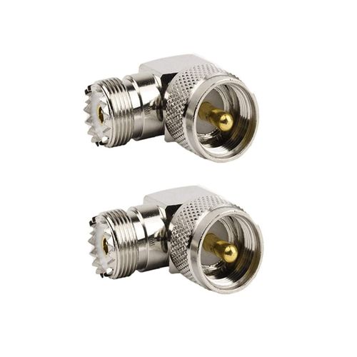 bnafes UHF Male PL259 to Female SO239 RF Coaxial Adapter, UHF 90°Right Angle Connector, F Type Female to Male Connector for CB Radio Antenna, Wireless LAN Devices, Coaxial Cable 2-Pack