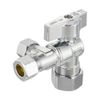 2 PCS 1/4-Turn Dual Compression Angle Stop Valves, 1/2" NOM (5/8" OD)x 3/8"x3/8"