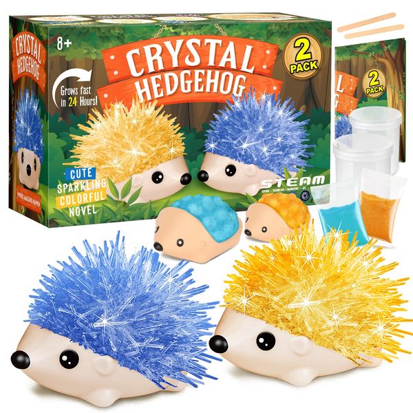 XXTOYS Crystal Growing Kit - 2 Vibrant Colored Hedgehog to Grow - Science Kits for Kids Age 6-8, Great Gifts Toys for Boys & Girls 8-12, STEM Projects for Kids