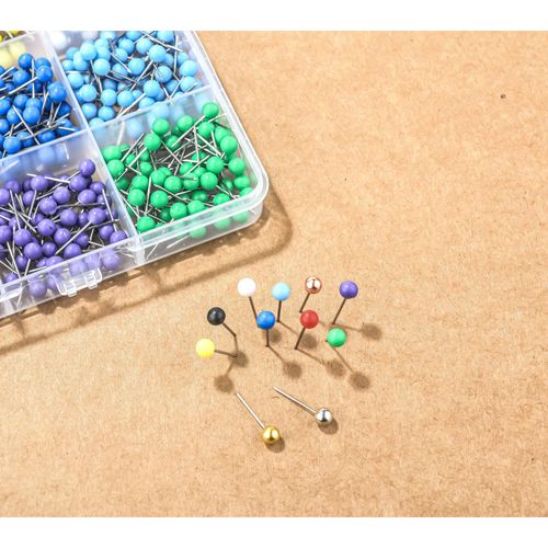 1000 PCS Push Pins Map Tacks,Multi-Color 1/6 inch Round Head with Stainless Point,15 Assorted Colors in Reconfigurable Containers for Bulletin Board and Home Office Use