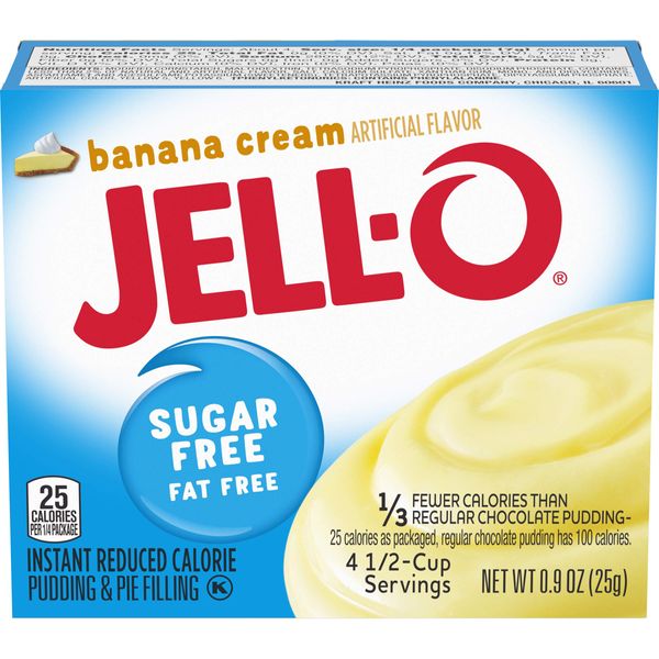 Jell-O Banana Cream Sugar Free & Fat Free Instant Pudding & Pie Filling Mix (24 ct Pack, 0.9 oz Boxes)