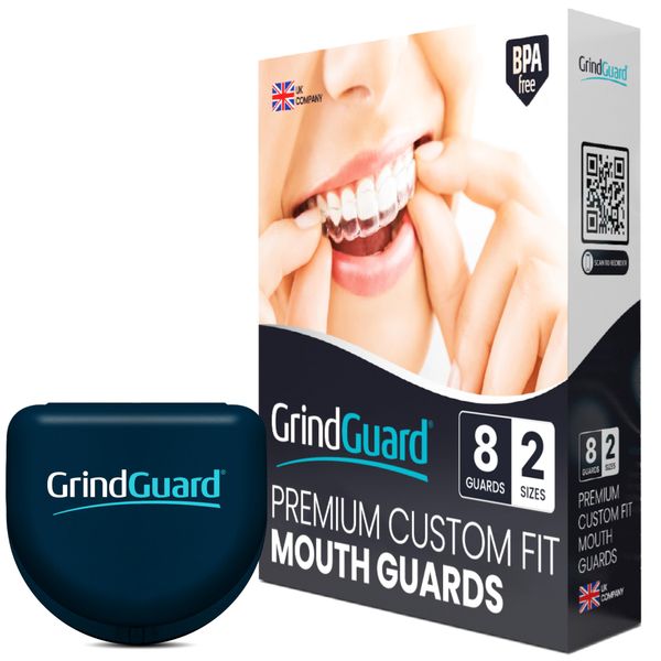 GrindGuard® Mouth Guard for Teeth Grinding 8 Pack - Dentist Approved Gum Shield Teeth Retainers for Adults - Mouth Guard for Bruxism, Clenching & TMJ Relief Teeth Grinding Guard