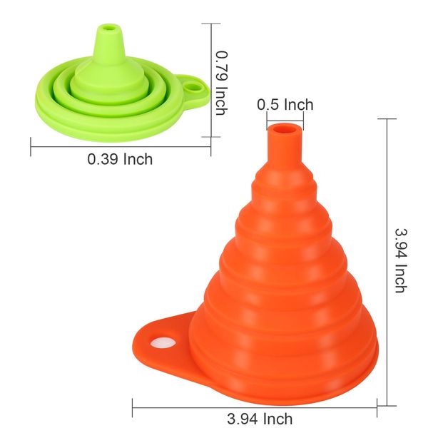 Siasky 4 Pcs Silicone Collapsible Funnel, Food Grade Foldable Kitchen Funnels for Water Bottle Liquid Powder Transfer