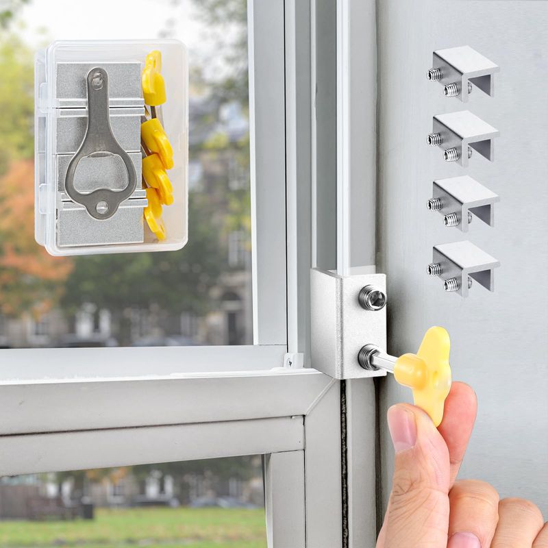 Window Locks,4 Sets Sliding Window Safety Locks with Key for Up and ...