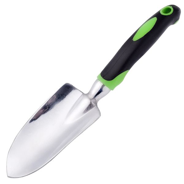 Garden shovel Trowel, Hand Shovel Soft Rubberized Non-Slip Handle for Transplanting Weeding Moving and Smoothing Digging and Planting (Green)