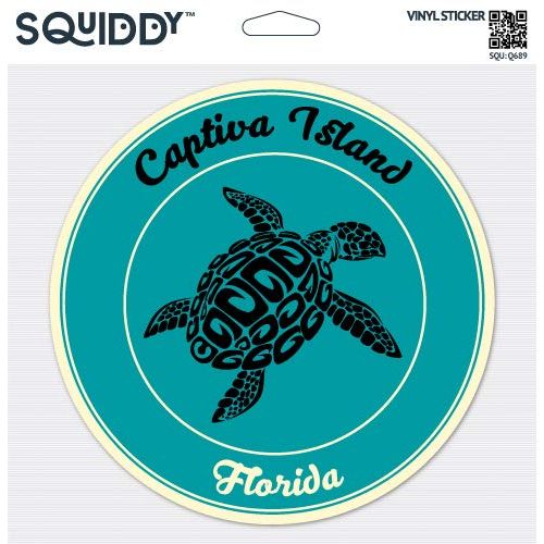 Squiddy Captiva Island Florida - Vinyl Sticker Decal for Phone, Laptop, Water Bottle (2.5" high)