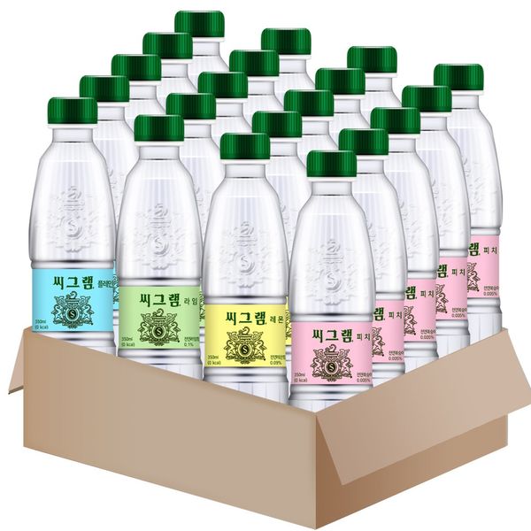 Set of 20 Seagram carbonated waters of 4 types (5 plain + 5 lime + 5 lemon + 5 peach)