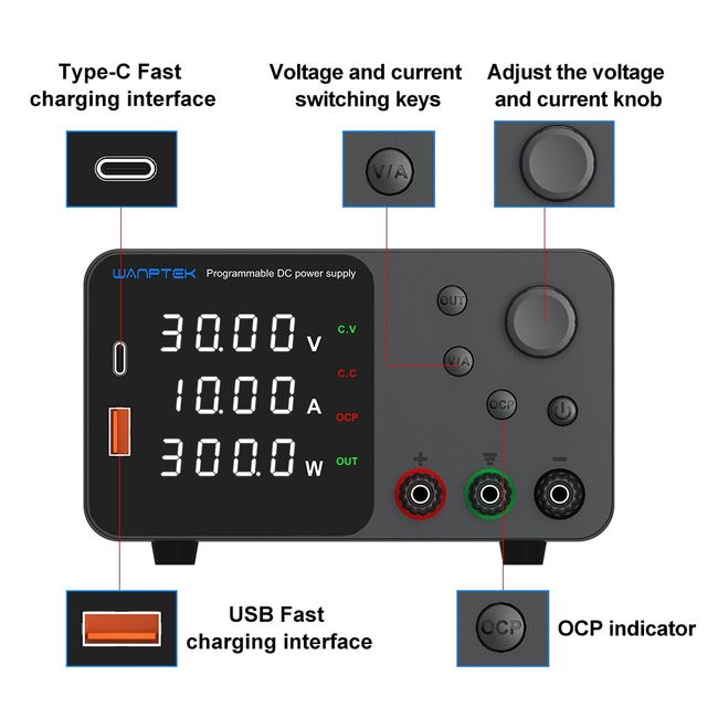 WHY-YUE Adjustable Power Supply 30V 10A 60V 5A Programmable DC