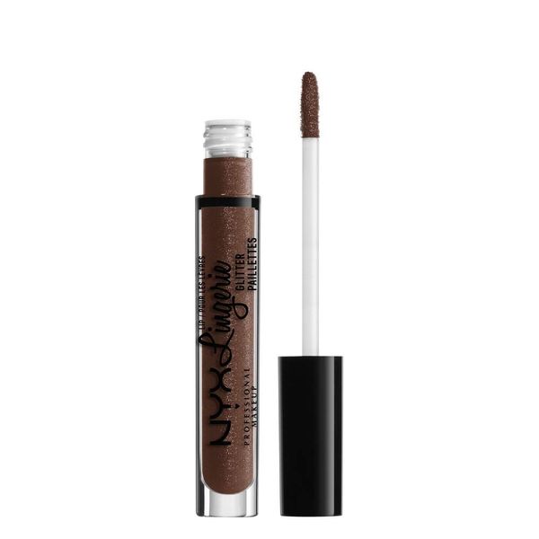 NYX PROFESSIONAL MAKEUP Lip Lingerie Glitter, Lip Gloss - Maison (Milk Chocolate Brown)