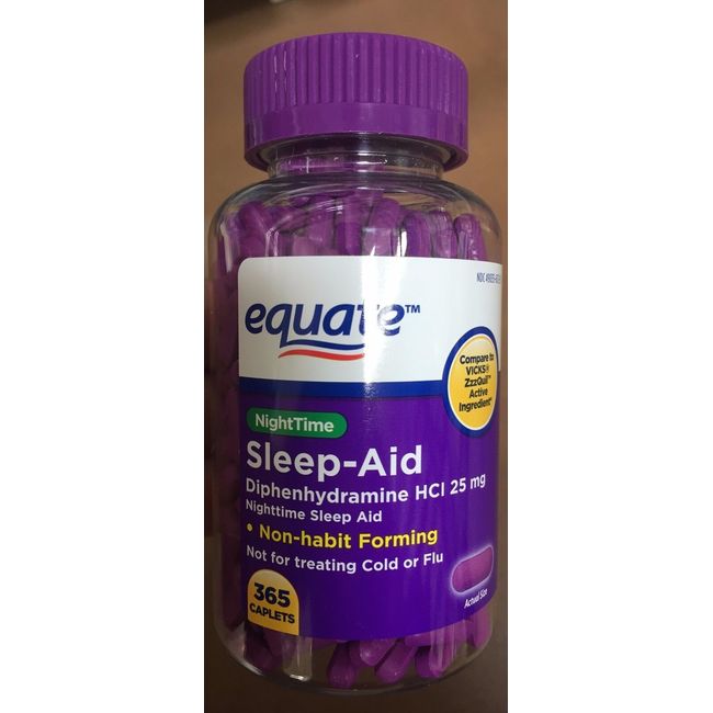 Equate Nighttime Sleep Aid Caplets Diphenhydramine HCI 25 mg 365 count