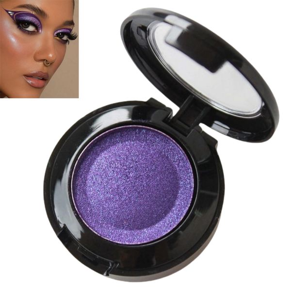 Purple Single Eyeshadow,Single Glitter Eyeshadow Powder,Shimmering Waterproof Eyes Shadows,Pressed Powder Eyeshadows,Shimmering Waterproof Eyes Shadows,Long-Lasting Sweatproof Single Eye Shadow