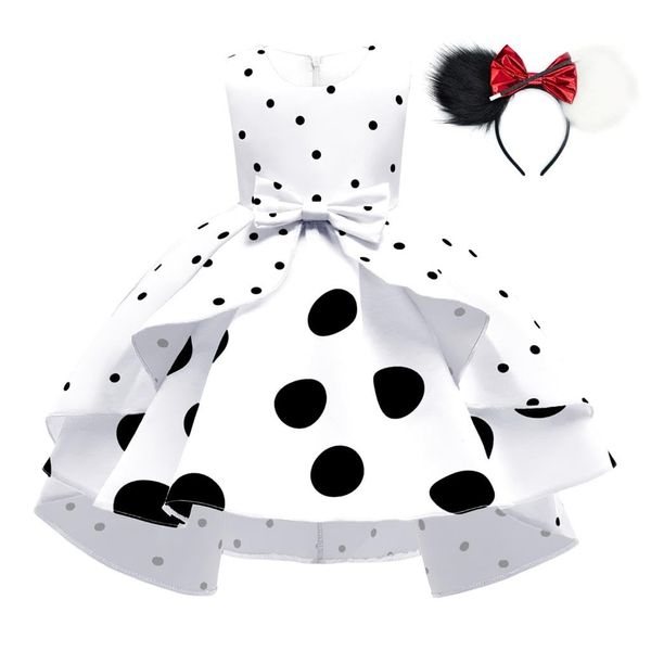 Dressy Daisy White Black Polka Dot Party Dress with Mouse Ears Headband for Girls Halloween Costumes Birthday Christmas Outfits Size 10