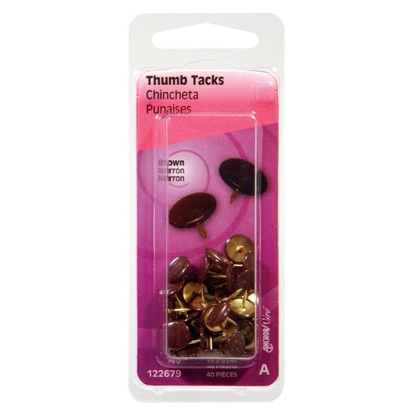 Hillman 122679 Brown Metal Flat Head Sharp Point Thumb Tacks 3/8 in. (Pack of 6)