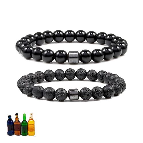 Dtexhif Glame Anti Alcohol Bracelet for Women Men Adjustable Anti-Alcohol Bracelet to Reduce the Urge to Drink Cravings Relieve Anxiety and Stress Gifts (Black+Black)