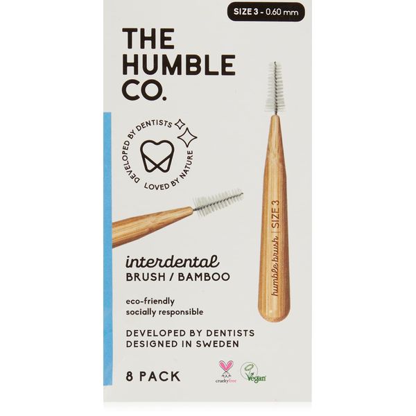 THE HUMBLE CO. - Bamboo Interdental Brushes - SIZE 3 - 0,6 mm - Developed by Dentists - Designed In Sweden - Teeth Cleaning - Vegan & Cruelty-free - Eco-Friendly Packaging - 8p