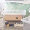 Wham 3 x 5X 24 Litre Clear Plastic Stacker Box Large Storage Box with Lids