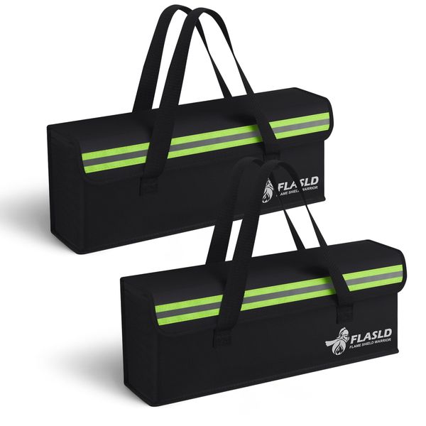 FLASLD 2-Pack E-Bike Akku Tasche feuerfeste sichere Ladetasche explosionssichere Lipo Akku Tasche große Kapazität für die Lagerung Aufladen 405 x 110 x 125 mm