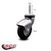 3 Inch Bright Chrome Hooded Neoprene Rubber 12mm Threaded Stem Caster SCC