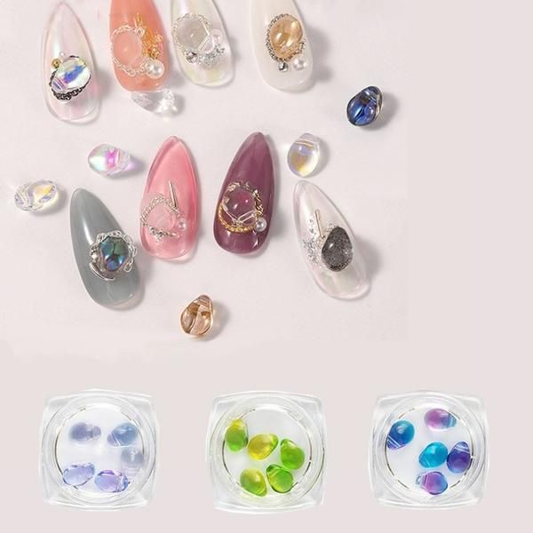 Nail Art Lovely Glass Pebble Stone 5 Piece Set 12 Pieces (WC9381C)