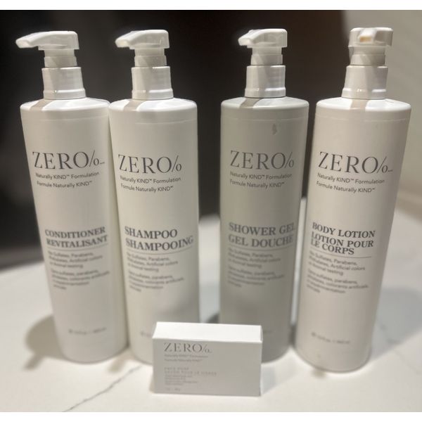 Zero% 5 Piece Set - Shampoo, Conditioner, Shower Gel, Hand Soap, Body Lotion