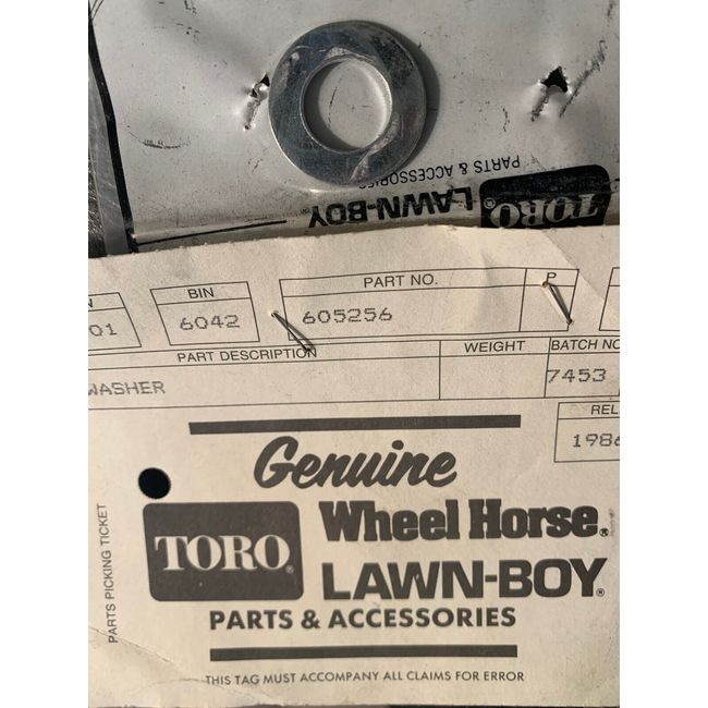 Lawn-Boy Toro Part 605256 Washer Plain