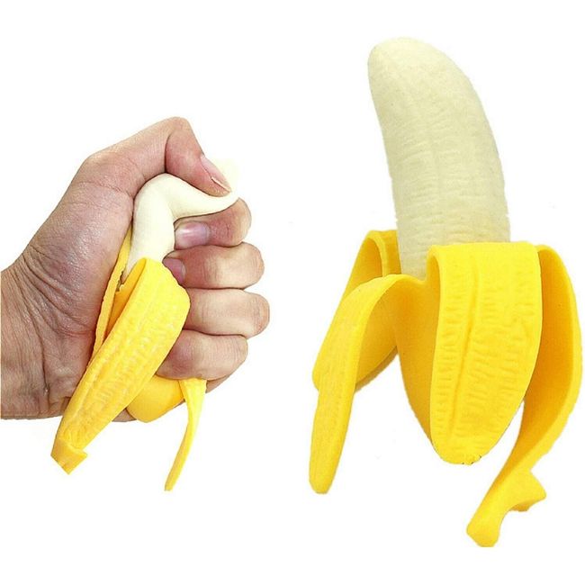 Banana Stress Toy 3 Fidget Squishy Sensory Toy Stress Relief Anti Anxiety Prank