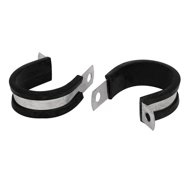 sourcingmap 30mm Dia EPDM Rubber Lined P Clips Cable Hose Pipe Clamps Holder 2pcs