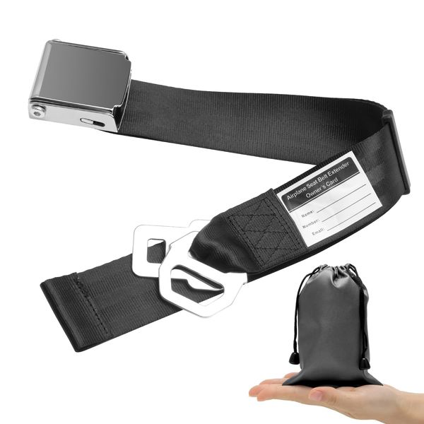 2 in 1 Airplane Seat Belt Extender, Coolrunner Adjustable 7-32" Airplane Seatbelt Extender - FITS ALL Airlines - Free Carrying Case