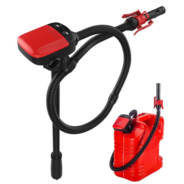 YaoFaFa Kraftstoff Umfüllpumpe mit Auto-Stopp-Sensor, Ölabsaugpumpe Elektrische Flüssigkeitstransferpumpe mit 3 Größen-Adapter,Dieselpumpe Kanisterpumpe mit Schlauch-2,4 GPM