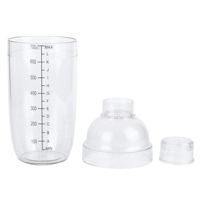 PC Shaker Cup Shaker with Scale Milk Teapot Juice Shaker Cocktail Shaker Wine Plastic Cup for Home(700ml)