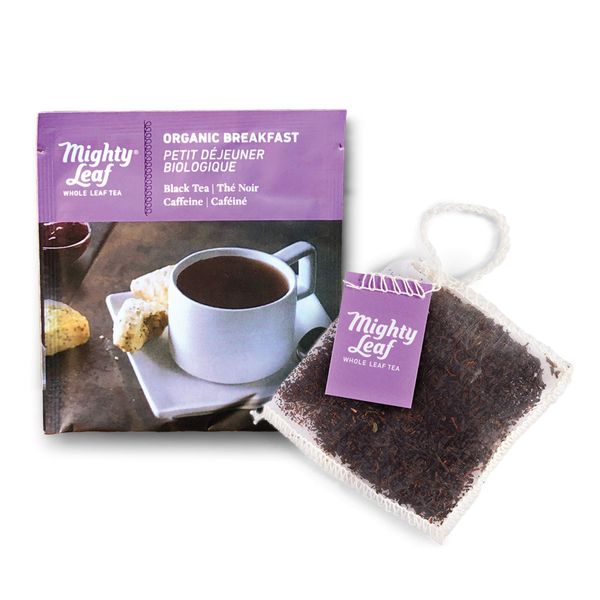 Mighty Leaf Tea Organic Breakfast Tea Pouches, 100ct Black Tea Bags in Individual Foil Packs, USDA Organic