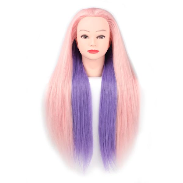 Stancia 24’’-26’’ Doll Head for Hair Styling, Mannequin Head for Practicing Braiding, Synthetic Fiber Hair, Hair Styling Mannequin Head with Hair, Manikin Cosmetology Doll Head (Table Clamp Included)