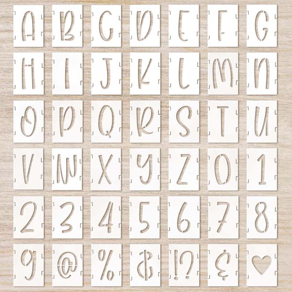 Letter Stencils 3 Inch Cursive Stencil Letters Number Template 42 Pcs Letter Stencils for Crafts Reusable Stencils for Painting Chalkboard Wood Signs Wall Art(3inch)