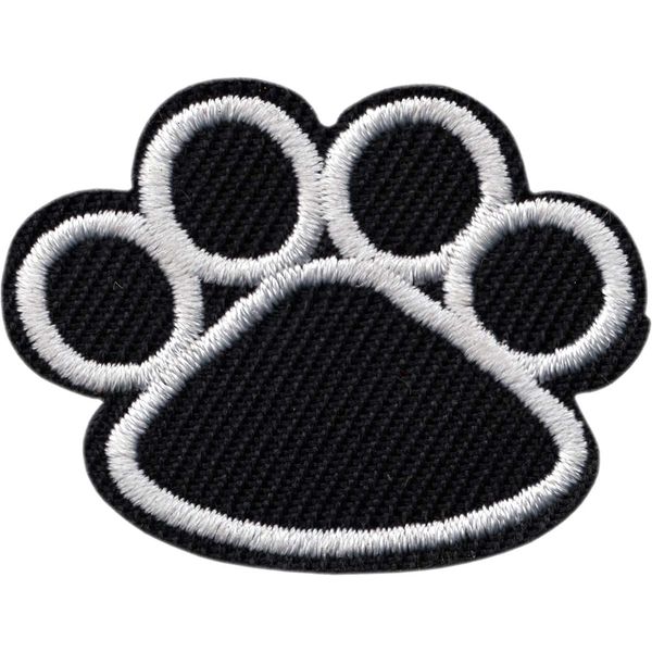 Paw Print - Black with White Trim - Embroidered Iron on Patch