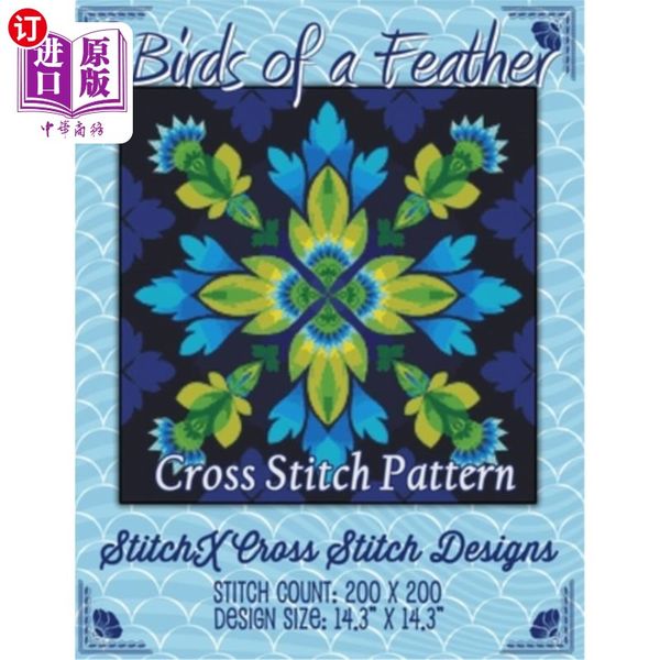 海外直订Birds of a Feather Cross Stitch Pattern 羽毛鸟十字绣图案