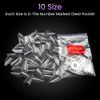500pcs Nail Tips Stiletto Short for Acrylic, Clear Half Cover Shape Nail Tips French Transparent Nail Tip Press On False Artificial Nails Mold for Acrylic Nails 10 Sizes