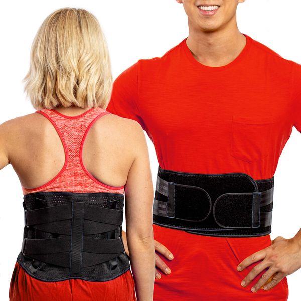 FlexGuard Support Back Brace - Back Support Belts for Men Women, Compression Lower Back Brace for Pain Relief, Strained Muscles, Breathable Lumbar Belts with Functional Pocket for Sciatica (M/L)