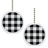Set of 2 Black Gingham Solid Ceramic Fan Pulls