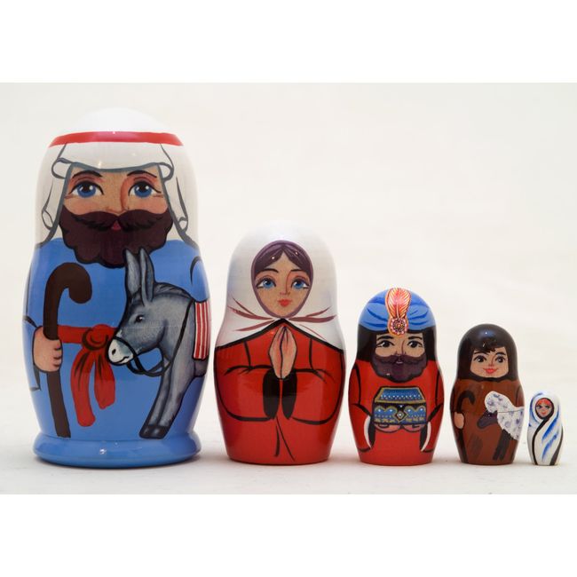 Baby Jesus 5 Piece Russian Wood Nesting Doll Matryoshka Stacking Dolls Russia