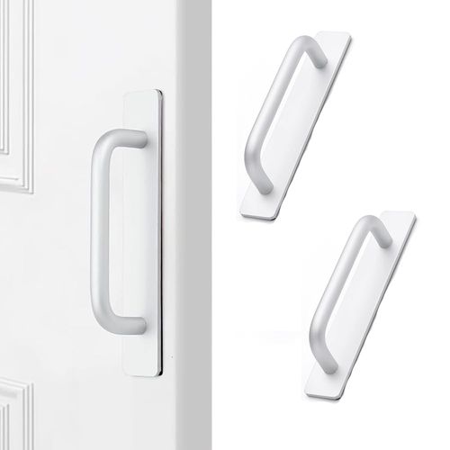 MUNEK 2 Pcs Silver Self-Adhesive Cabinet Handles, Aluminium Furniture Handles, Cabinet pulls for Doors
