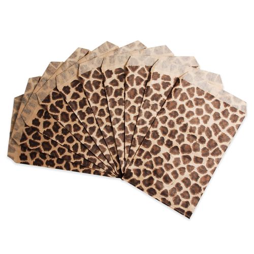 CuteBox Leopard/Cheetah Flat Paper Gift Bags 200 pcs (4" x 6") for Merchandise, Crafts, Party Favors, Tradeshows, Retail, Showcases, Display, Holidays, Animal Themes, Arts and Crafts