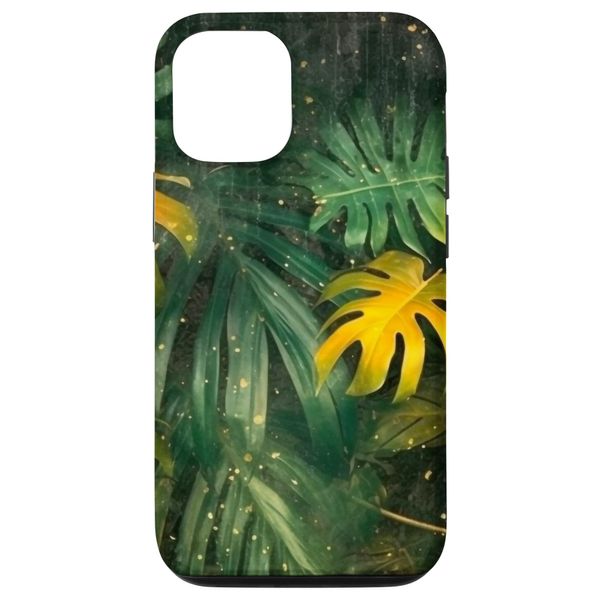 iPhone 15 Space Floral Yellow Galaxy Papaya Leaves Case
