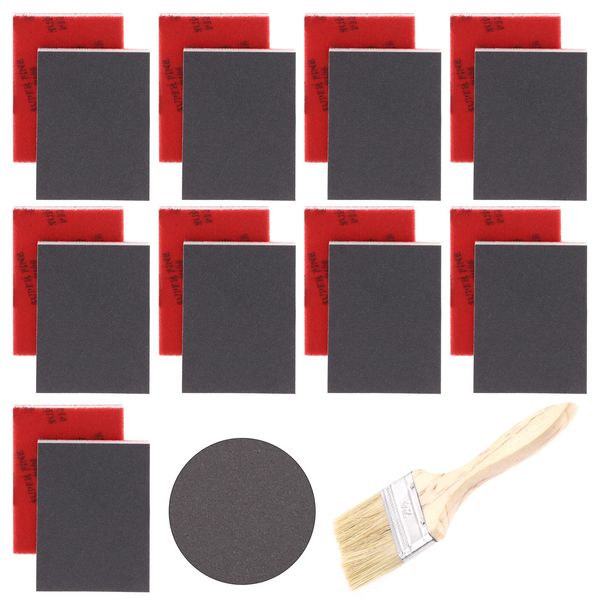 Tanstic 21Pcs 320-400 Grits Sanding Sponge Sanding Pads Flexible Wet Dry Soft Foam Sanding Blocks with 2.5 inch Paint Brush for Wood Metal Drywall Furniture