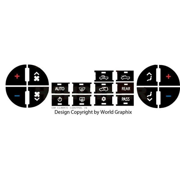 AC Button Repair Kit Decal Stickers Dash Replacement For 2007-2014 GM Vehicles
