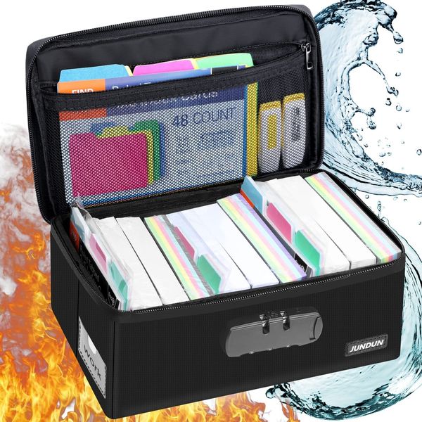 Index Card Holder with Lock,Collapsible Fireproof Index Card Box fits 1200 3x...