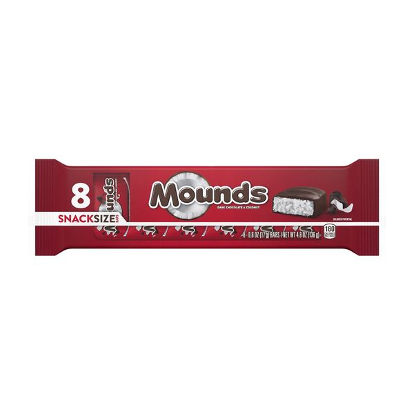 MOUNDS Dark Chocolate and Coconut Snack Size, Candy Bars, 0.6 oz (8 Count)