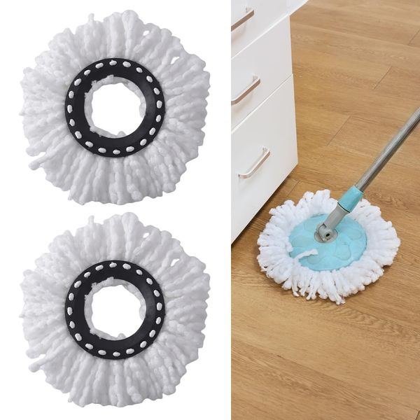 Mop Head for 360° Rotating Round Magic Mop, 2 Pack Universal Spin Mop Replacement Head Refill,Microfibre, White