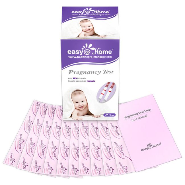 Easy@Home 25 Pregnancy (HCG) Urine Test Strips, 25 HCG Tests | EZW1-S:25